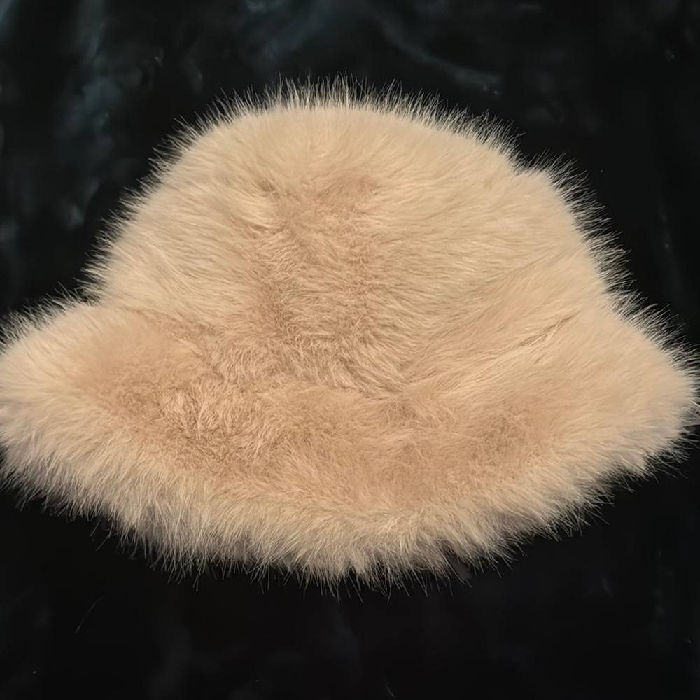 Chic Beige Faux Fur Bucket Hat